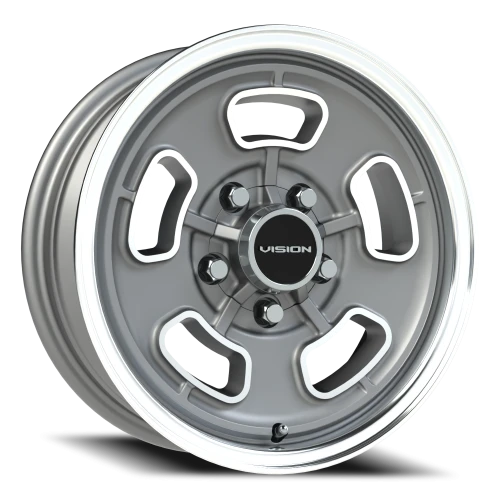 Vision 148 15x5.5 +7 5x114.3mm 83mm Satin Grey Machined Face-Machined Lip