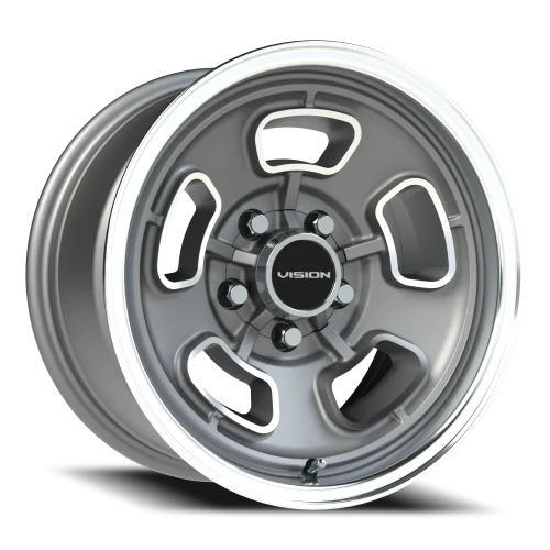 Vision 148 15x8 +0 5x120.65mm 83mm Satin Grey Machined Face-Machined Lip