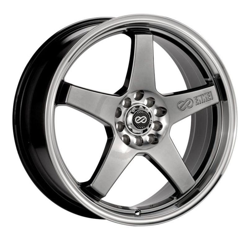 Enkei EV5 18x7.5 5x105/110 38mm Offset 72.6 Bolt Diameter Hyper Black w/ Machined Lip Wheel-Wheels - Cast-Enkei-