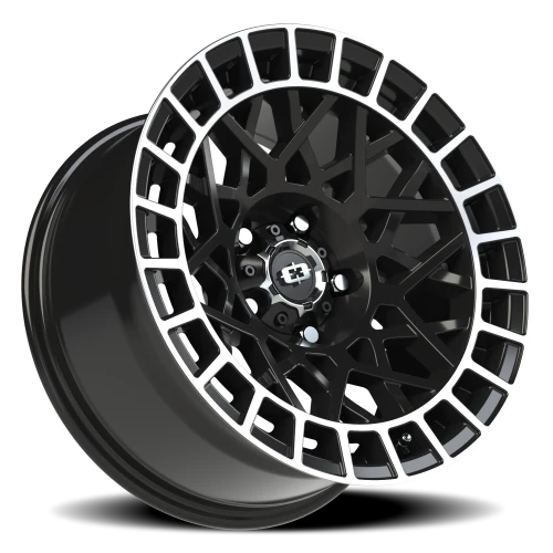 Vision 349 17x8.5 -24 5x114.3mm 76.1mm Gloss Black Machined Lip