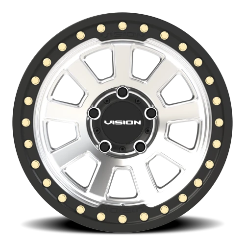 Vision 350BL 17x9 -40 5x139.7mm 108mm Machined Silver Satin Black Ring