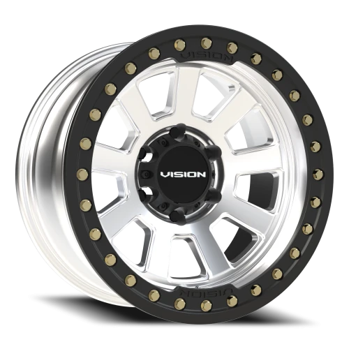 Vision 350BL 17x9 -40 6x139.7mm 106.2mm Machined Silver Satin Black Ring