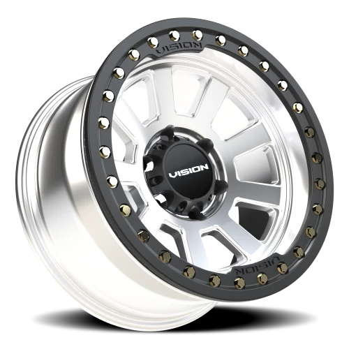 Vision 350BL 17x9 -40 6x139.7mm 106.2mm Machined Silver Satin Black Ring