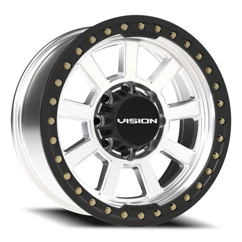 Vision 350BL 20x9 -14 8x170mm 125.2mm Machined Silver Satin Black Ring