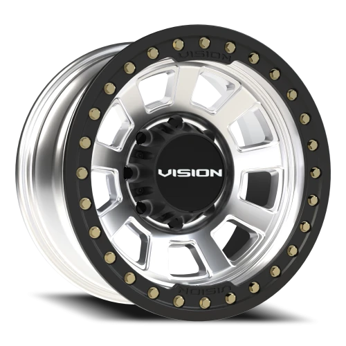 Vision 350BL 17x9 -40 8x165.1mm 125.2mm Machined Silver Satin Black Ring