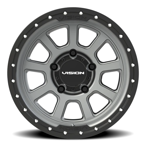 Vision 350 17x9 -12 5x139.7mm 108mm Satin Gray Satin Black Lip