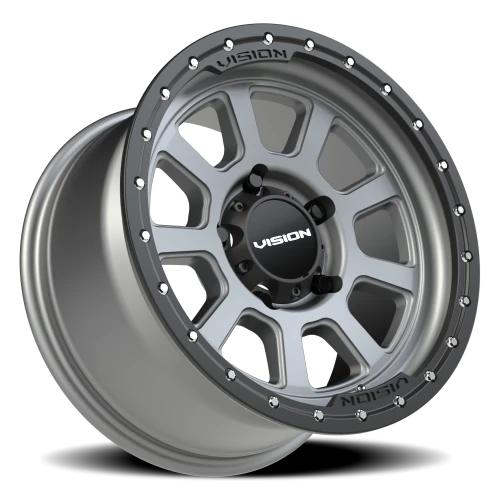 Vision 350 17x9 +12 5x139.7mm 108mm Satin Gray Satin Black Lip
