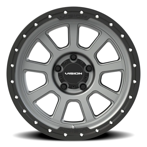 Vision 350 18x9 -12 5x127mm 78.1mm Satin Gray Satin Black Lip