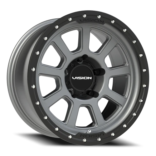 Vision 350 18x9 +12 5x139.7mm 108mm Satin Gray Satin Black Lip