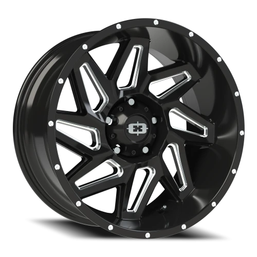 Vision 361 20x10 -25 5x139.7mm 108mm Gloss Black Milled Spokes