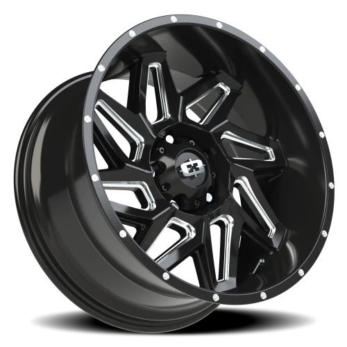 Vision 361 20x10 -25 5x139.7mm 108mm Gloss Black Milled Spokes