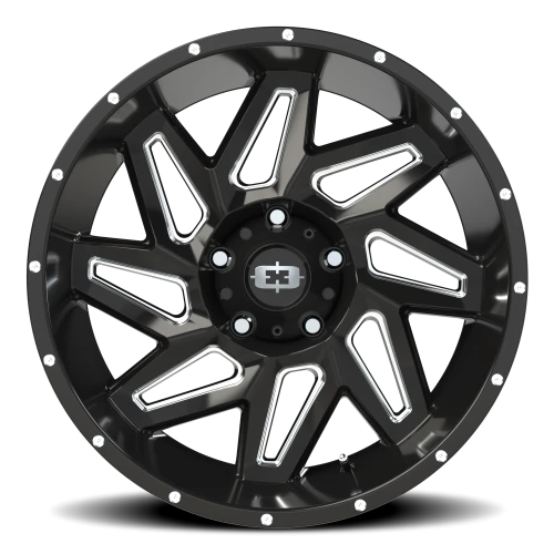 Vision 361 20x10 -25 5x139.7mm 108mm Gloss Black Milled Spokes