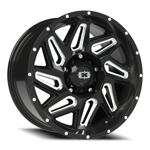 Vision 361 18x9 +12 5x139.7mm 108mm Gloss Black Milled Spokes
