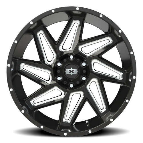 Vision 361 22x10 -25 6x139.7mm 106.2mm Gloss Black Milled Spokes