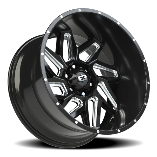 Vision 361 22x12 -57 6x139.7mm 106.2mm Gloss Black Milled Spokes