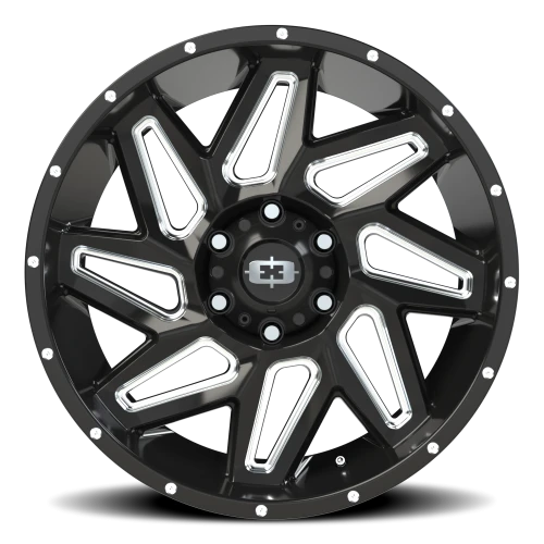 Vision 361 20x9 +12 6x139.7mm 106.2mm Gloss Black Milled Spokes