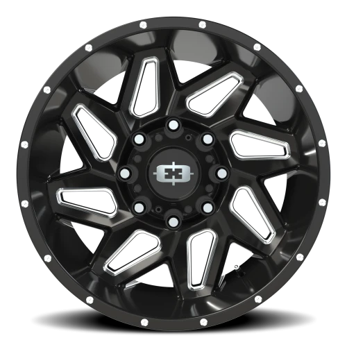 Vision 361 20x10 -25 8x180mm 124.2mm Gloss Black Milled Spokes
