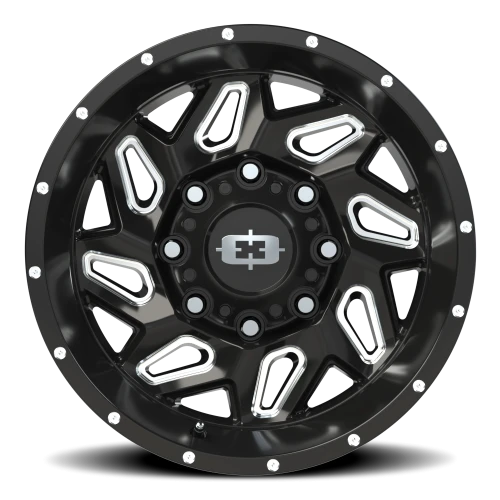 Vision 361 17x9 +12 8x165.1mm 125.2mm Gloss Black Milled Spokes