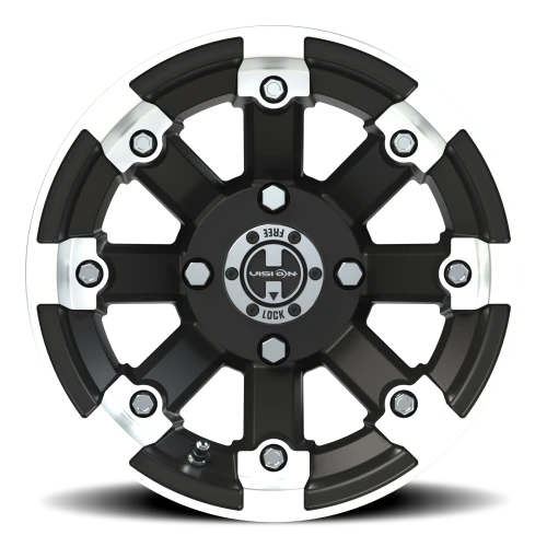 Vision 393 12x8 -10 4x115mm 80mm Matte Black Machined Lip