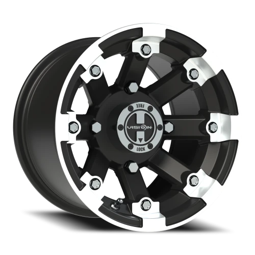 Vision 393 12x8 -10 4x136mm 110.5mm Matte Black Machined Lip