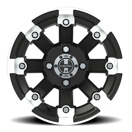 Vision 393 12x8 -10 4x101.6mm 69.85mm Matte Black Machined Lip