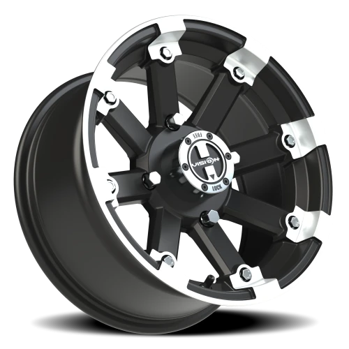 Vision 393 14x7 +3 4x136mm 110.5mm Matte Black Machined Lip