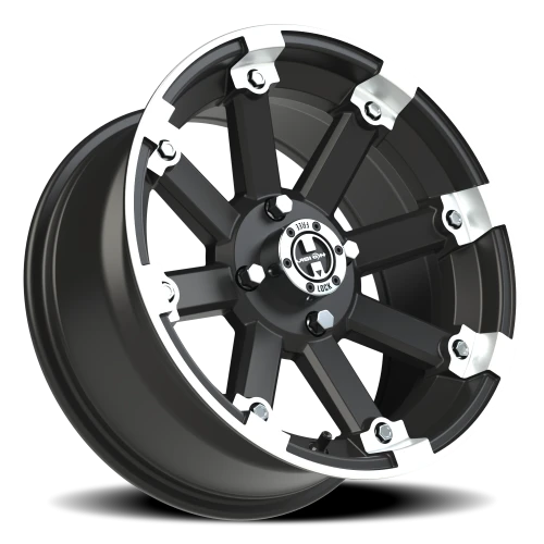 Vision 393 15x7 +3 4x110mm 86mm Matte Black Machined Lip