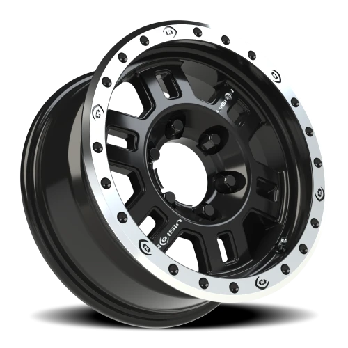 Vision 398 16x7 +0 6x139.7mm 110mm Gloss Black Machined Lip