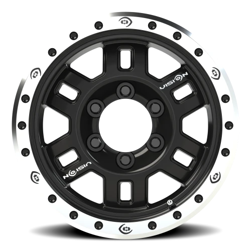 Vision 398 16x7 +0 6x139.7mm 110mm Gloss Black Machined Lip