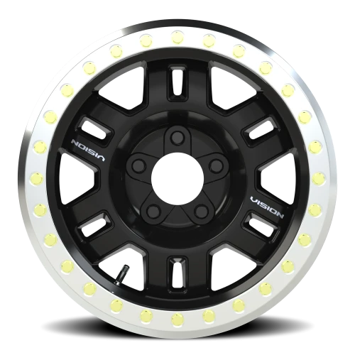 Vision 398 17x8.5 -15 5x127mm 83mm Gloss Black Machined Ring