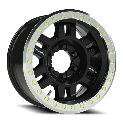 Vision 398 17x8.5 -15 6x165.1mm 110mm Gloss Black Machined Ring