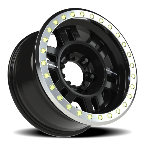 Vision 398 17x8.5 -15 6x165.1mm 110mm Gloss Black Machined Ring