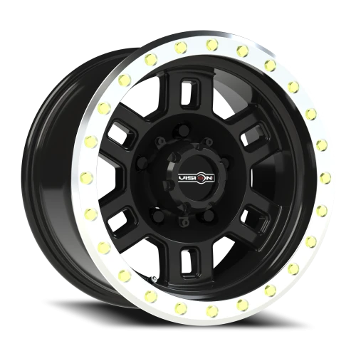 Vision 398 15x8 -19 5x139.7mm 110mm Gloss Black Machined Lip