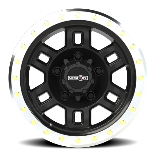 Vision 398 15x8 -19 5x139.7mm 110mm Gloss Black Machined Lip