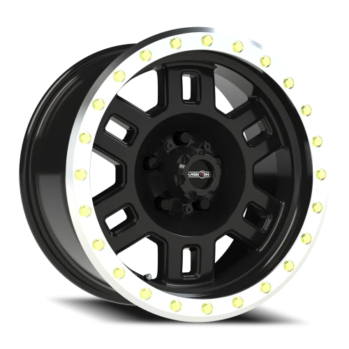 Vision 398 16x8 +0 5x114.3mm 83mm Gloss Black Machined Lip