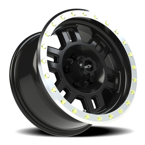 Vision 398 16x8 +0 5x114.3mm 83mm Gloss Black Machined Lip