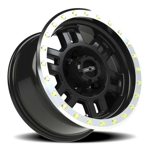 Vision 398 16x8 +0 5x139.7mm 110mm Gloss Black Machined Lip