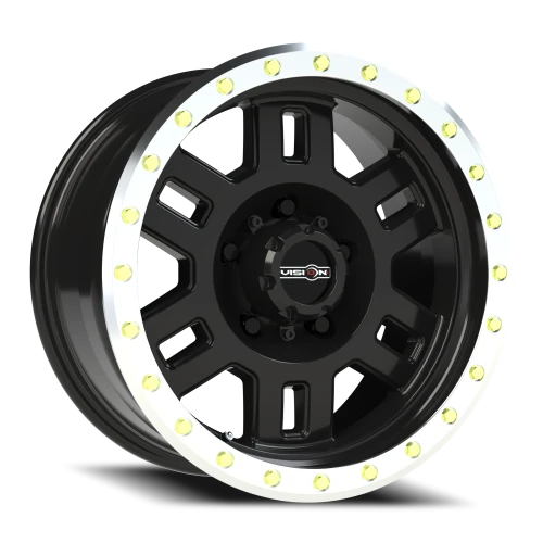 Vision 398 17x8.5 +0 5x139.7mm 108mm Gloss Black Machined Lip