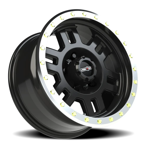 Vision 398 17x8.5 +0 5x139.7mm 108mm Gloss Black Machined Lip