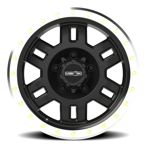 Vision 398 17x8.5 +0 5x139.7mm 108mm Gloss Black Machined Lip