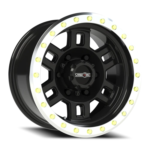 Vision 398 15x8 -19 6x139.7mm 110mm Gloss Black Machined Lip