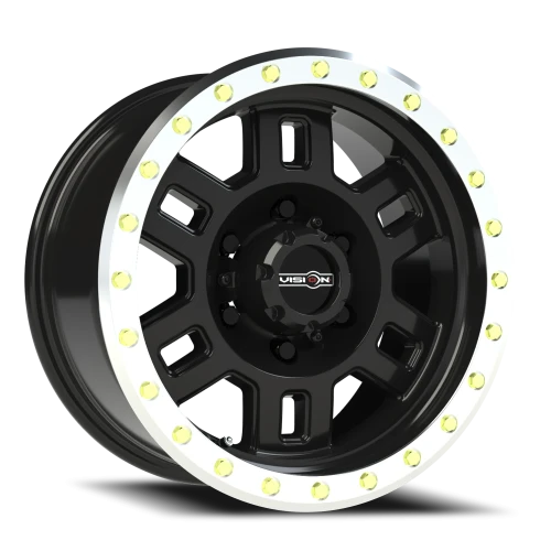 Vision 398 16x8 +0 6x139.7mm 110mm Gloss Black Machined Lip