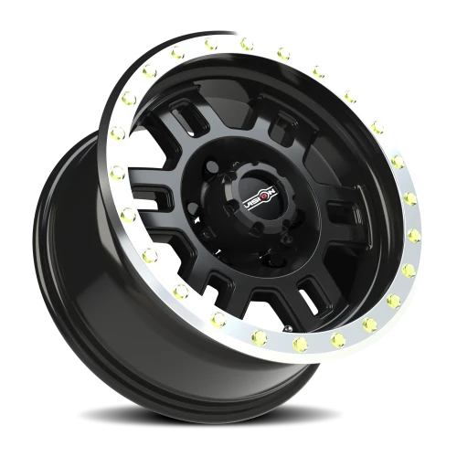 Vision 398 16x8 +0 6x139.7mm 110mm Gloss Black Machined Lip