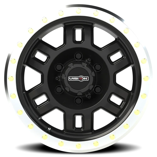 Vision 398 16x8 +0 6x139.7mm 110mm Gloss Black Machined Lip