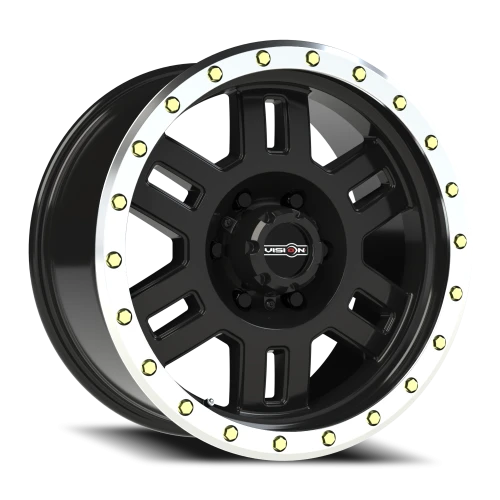 Vision 398 18x9 +18 6x139.7mm 106.2mm Gloss Black Machined Lip