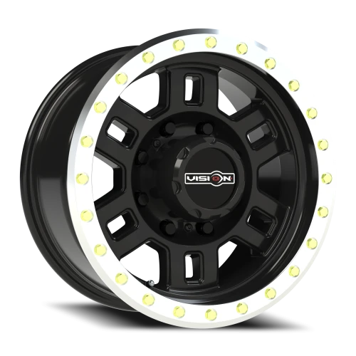 Vision 398 16x8 +0 8x165.1mm 125.2mm Gloss Black Machined Lip