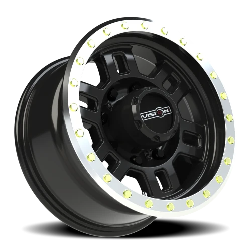 Vision 398 16x8 +0 8x165.1mm 125.2mm Gloss Black Machined Lip