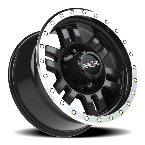 Vision 398 18x9 +12 8x165.1mm 125.2mm Gloss Black Machined Lip