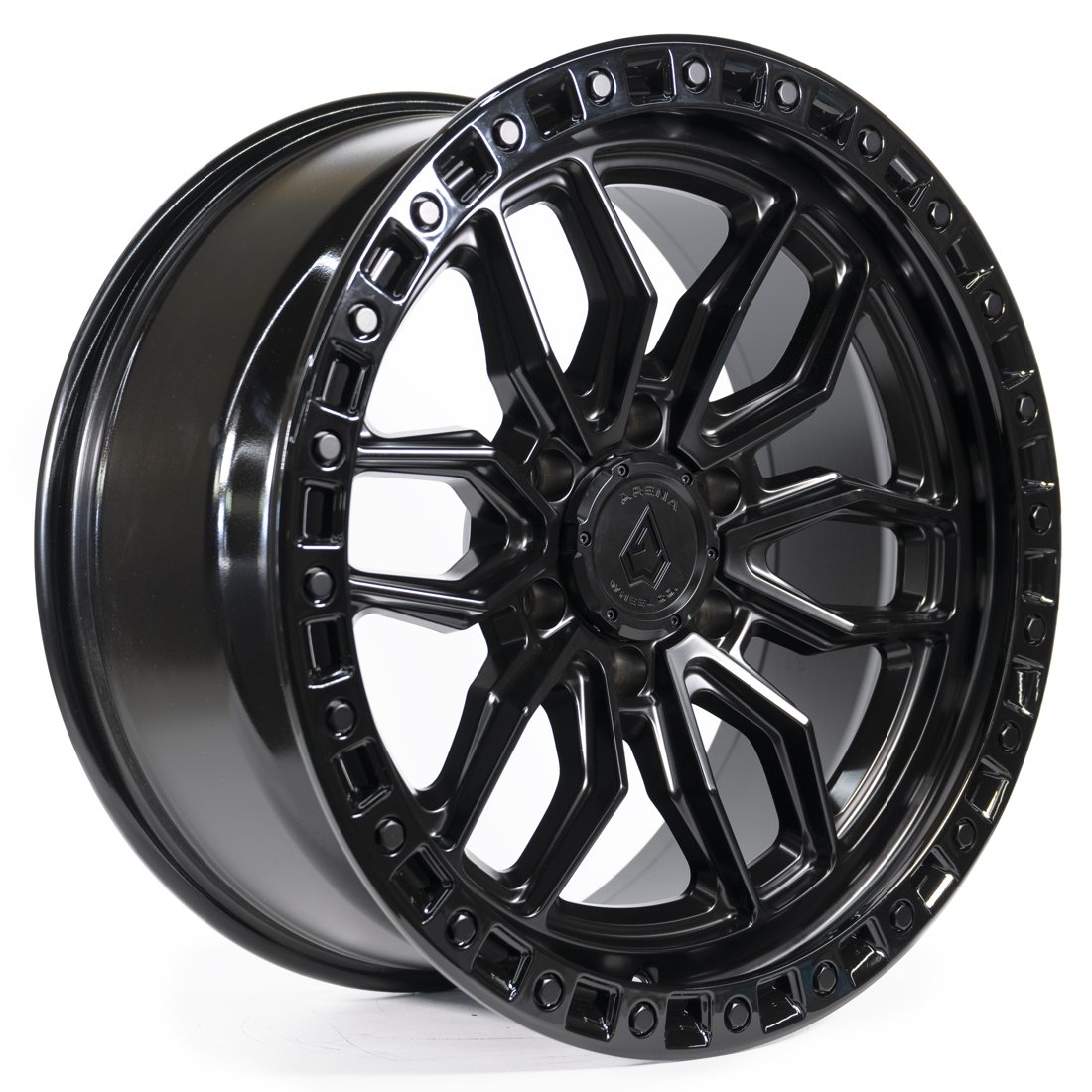 Arena Wheels Hustle Satin Black Center Glossy Black Lip 20x9 8x180 0mm 124.2