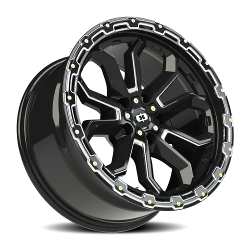 Vision 405 18x9 +12 5x114.3mm 83mm Gloss Black Milled Spoke